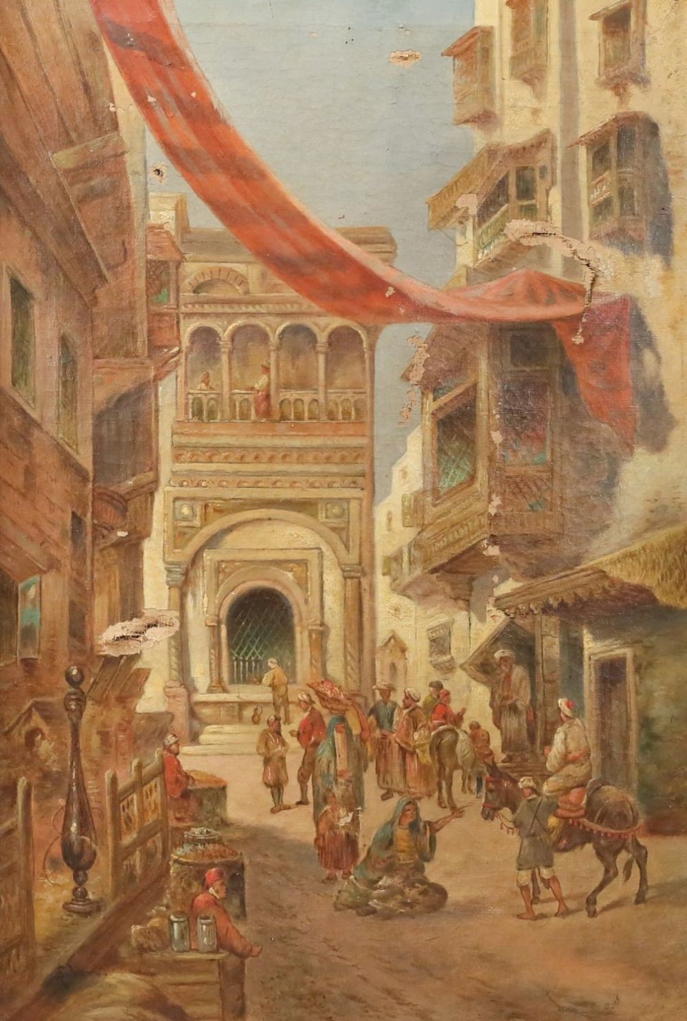 Lot 195: Signed A. Sibari Oil on Canvas Market Scene