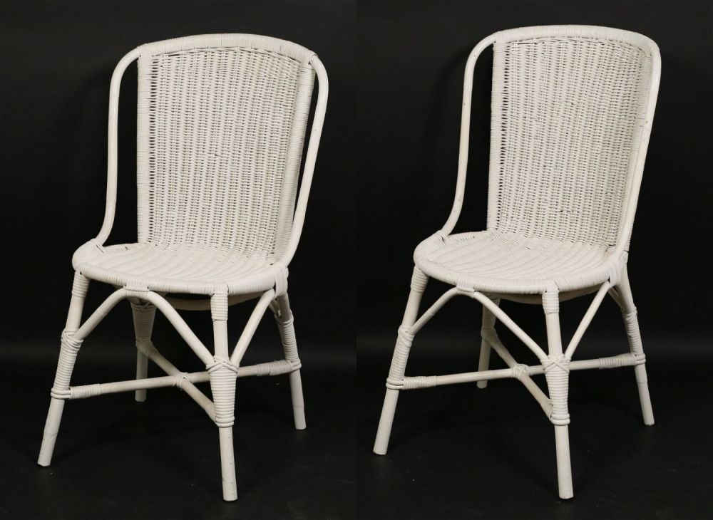 Lot 210: Pair of Thonet Style Bentwood Wicker Chairs