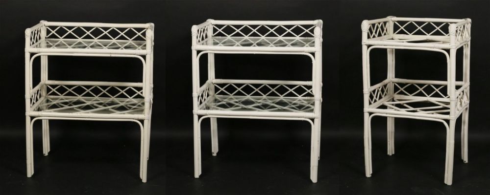 Lot 212: Three Hollywood Regency Rattan and Wicker Stands