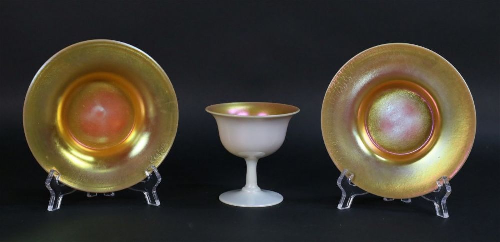 Lot 239: 3 Pieces Steuben Aurene Calcite Glass