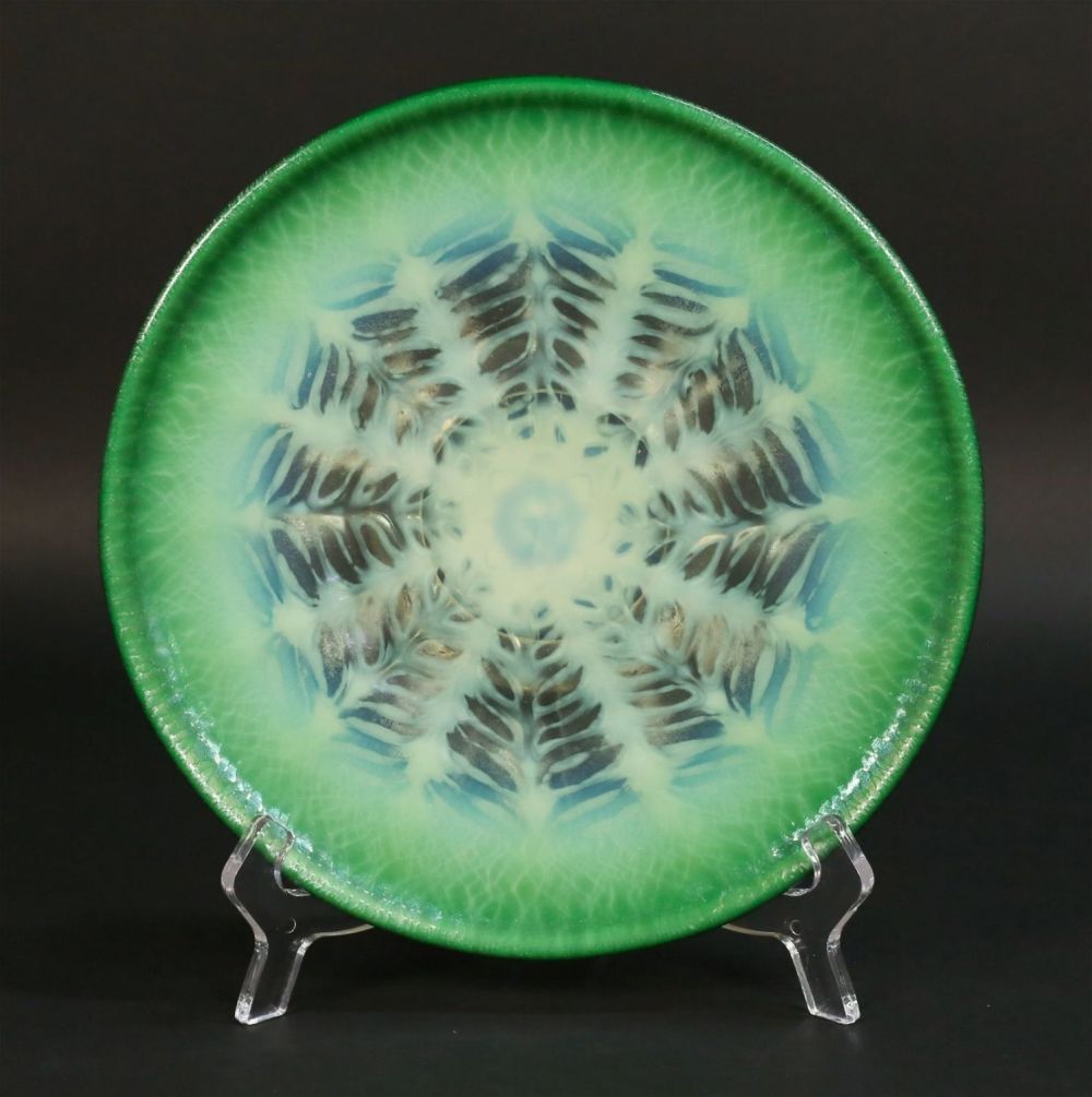 Lot 241: Tiffany Favrile Glass Footed Plate