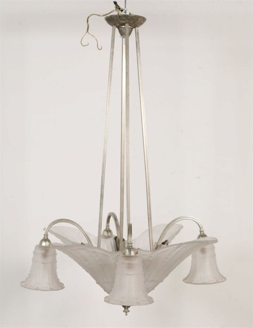 Lot 249: French Art Deco Frosted Glass Chandelier
