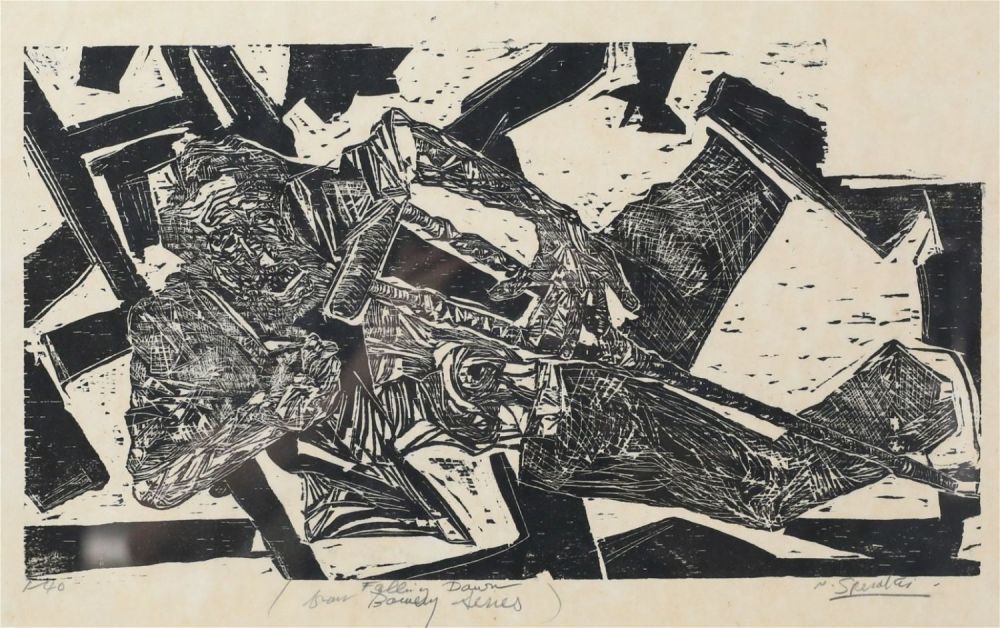 Lot 269: Nicholas Sperakis Woodblock Print Falling Down