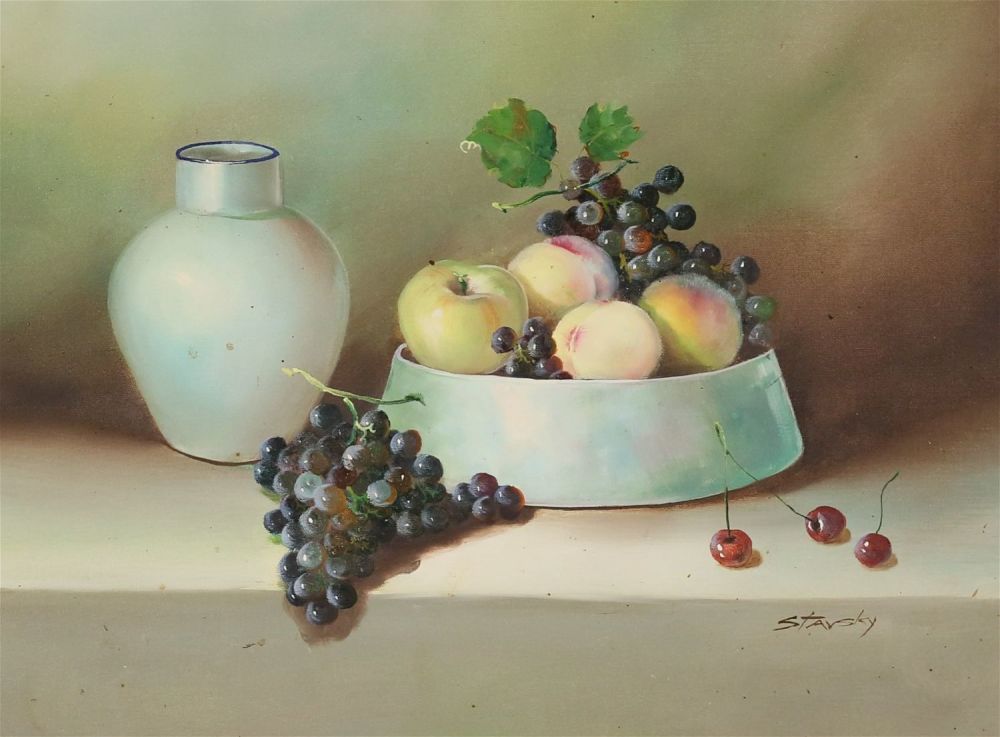 Lot 345: Signed Stavsky Oil on Canvas Still Life