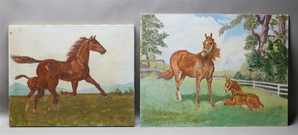 Lot 348: 2 Oil Paintings of Horses Graham & Landry