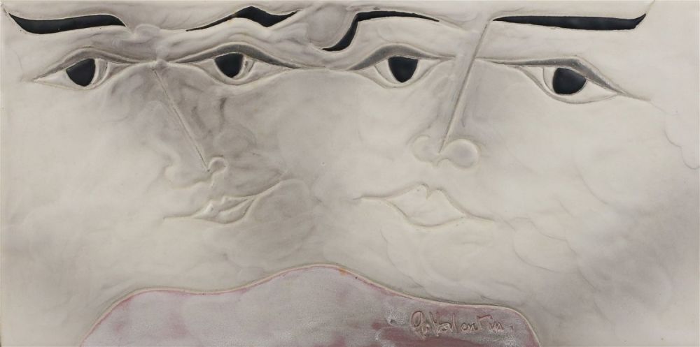 Lot 351: Gilbert Valentin Tile Plaque Two Faces