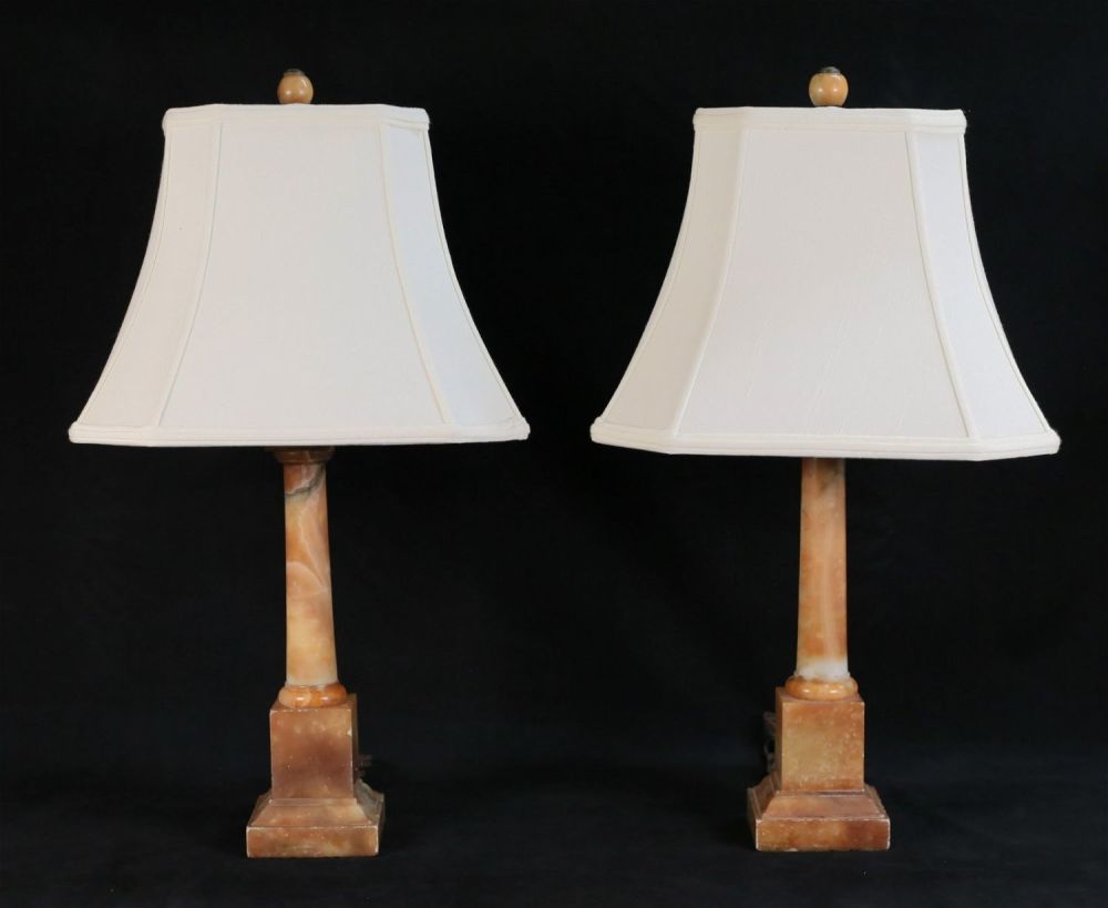 Lot 355: Pair of Marble Lamps