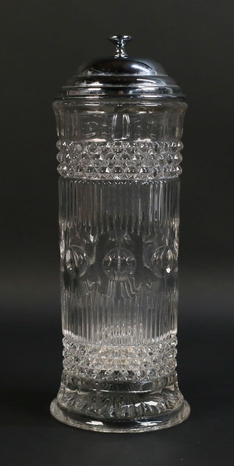 Lot 365: Pattern Glass Soda Fountain Straw Dispenser