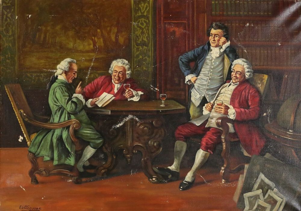 Lot 396: E.W. Topman Oil on Canvas Interior Scene
