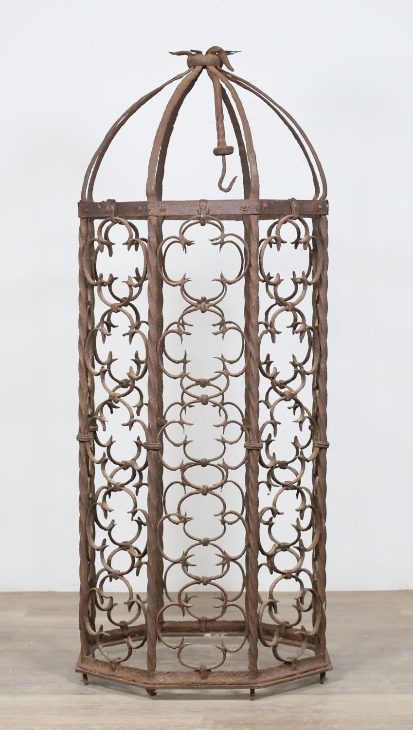 Lot 208: Cast Iron Decorative Octagonal Bird Cage