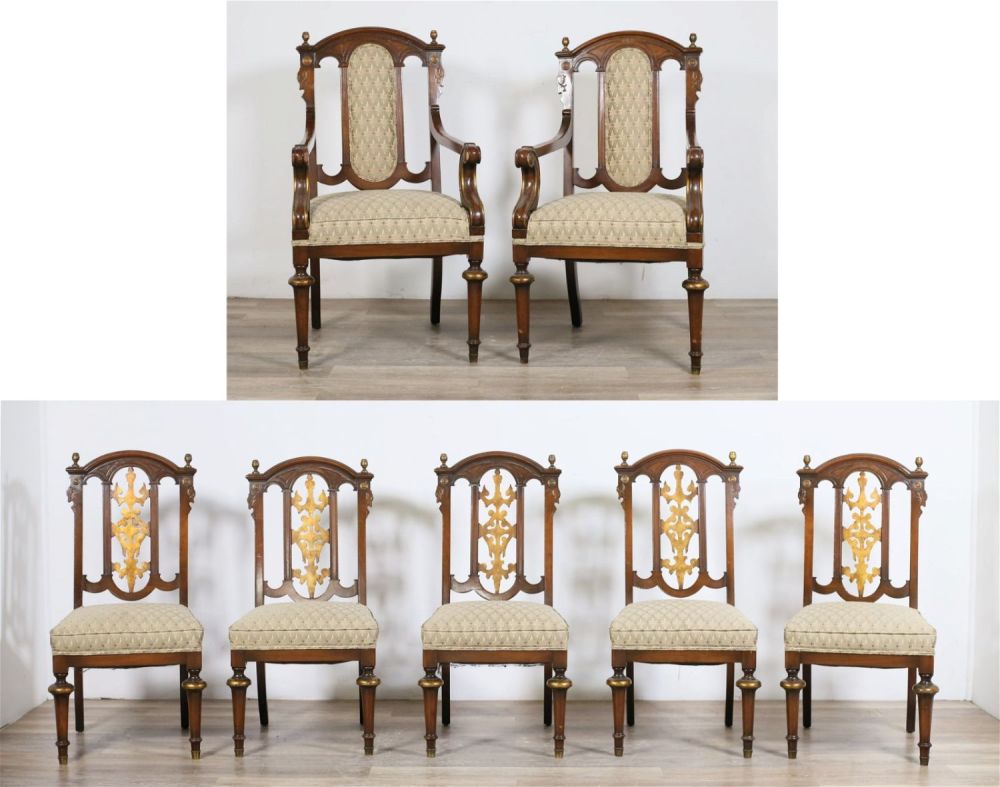 Lot 220: Seven Aesthetic Movement Dining Chairs