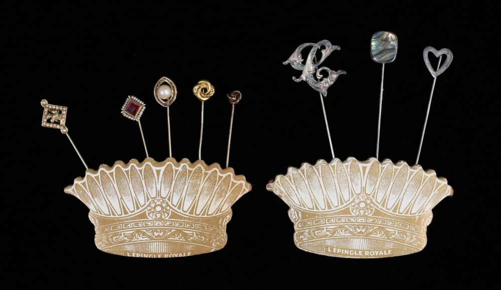 Lot 244: 8 Gold & Sterling Silver Stick Pins