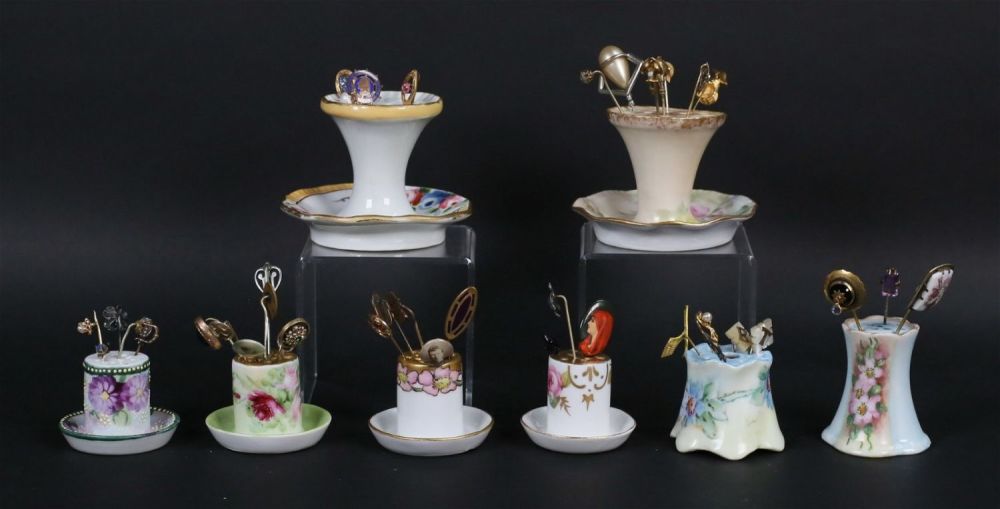 Lot 245: 39 Stick Pins With Porcelain Holders