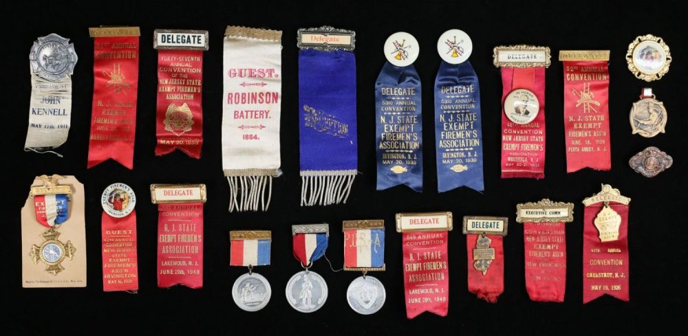 Lot 384: Lot of Organizational Firemen's Ribbons & Pins