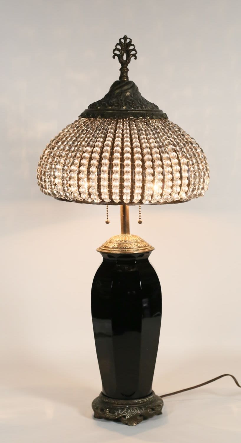Lot 431: LDB & Co. Lamp With Crystal Bead Shade