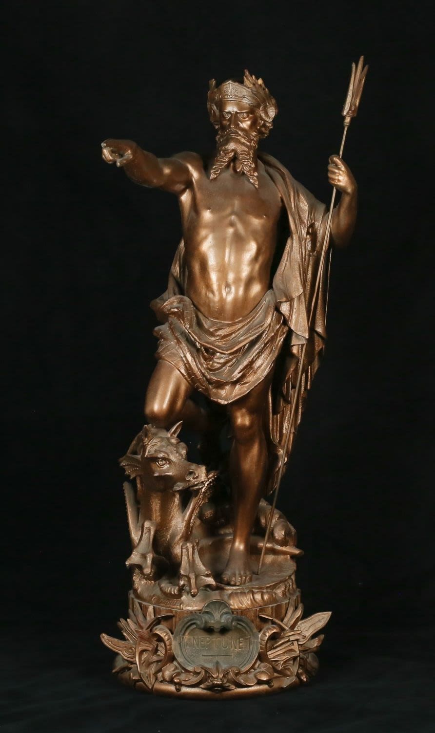 Lot 439: After Gustave Trouillard Patinated Metal Neptune
