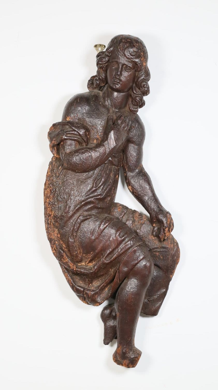 Lot 445: Carved Wood Figure of an Angel