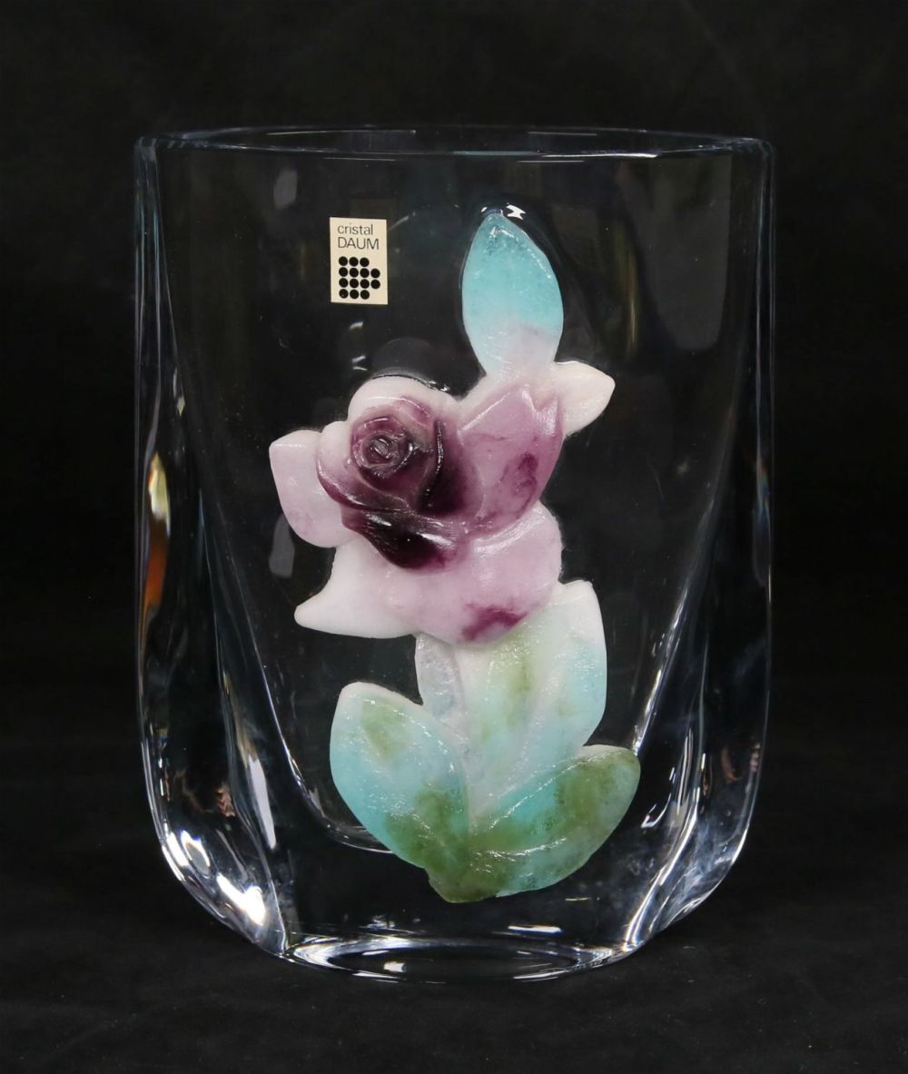 Lot 158: Daum Pate de Verre Crystal Floral Vase