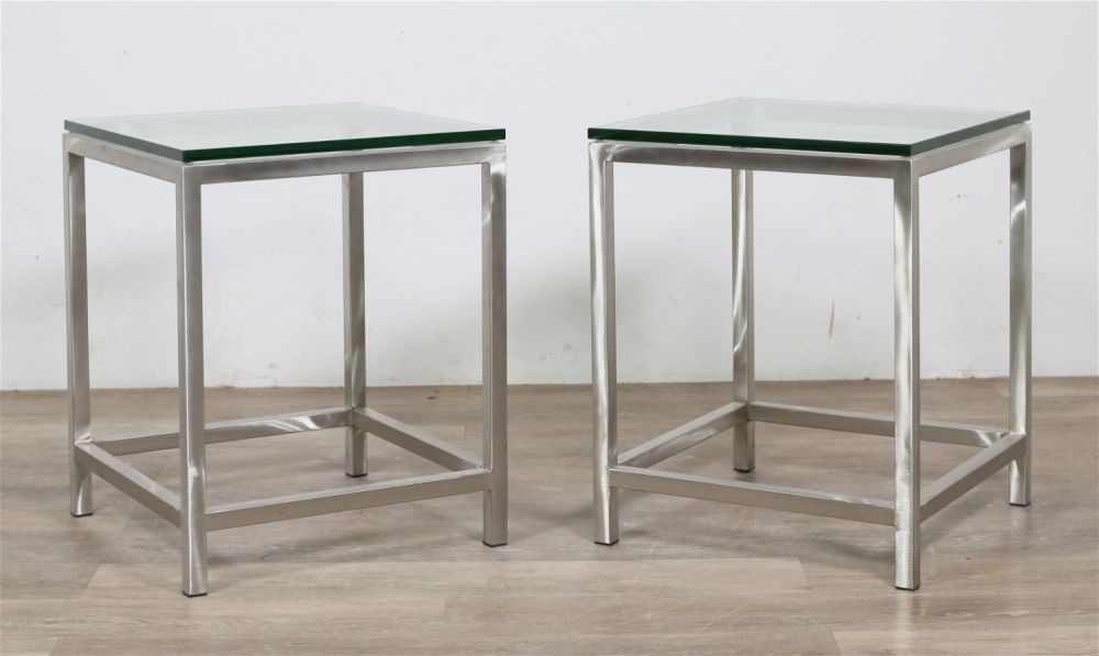 Lot 182: Pair of Florence Knoll Style Chrome End Tables