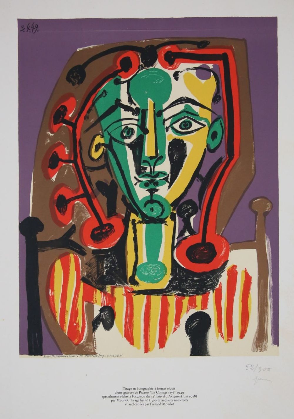 Lot 200: After Picasso Lithograph Mourlot Le Corsage Raye