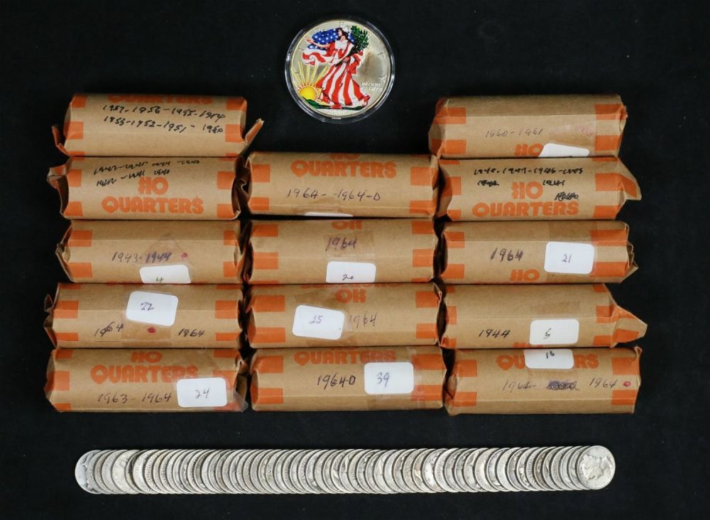 Lot 264: Silver Quarters Dimes Silver American Eagles