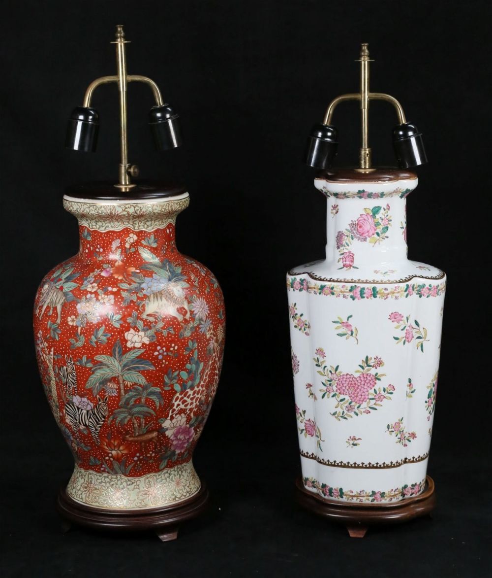 Lot 279: 2 Chinese Porcelain Lamps