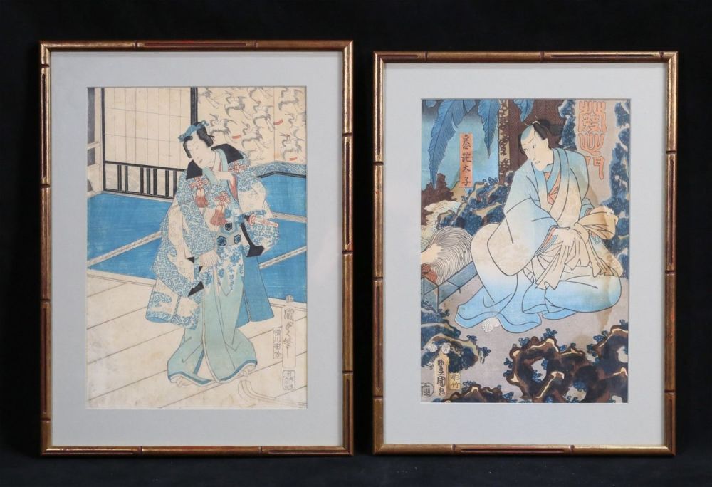 Lot 292: 2 Japanese Woodblocks Kunisada & Kunisada II
