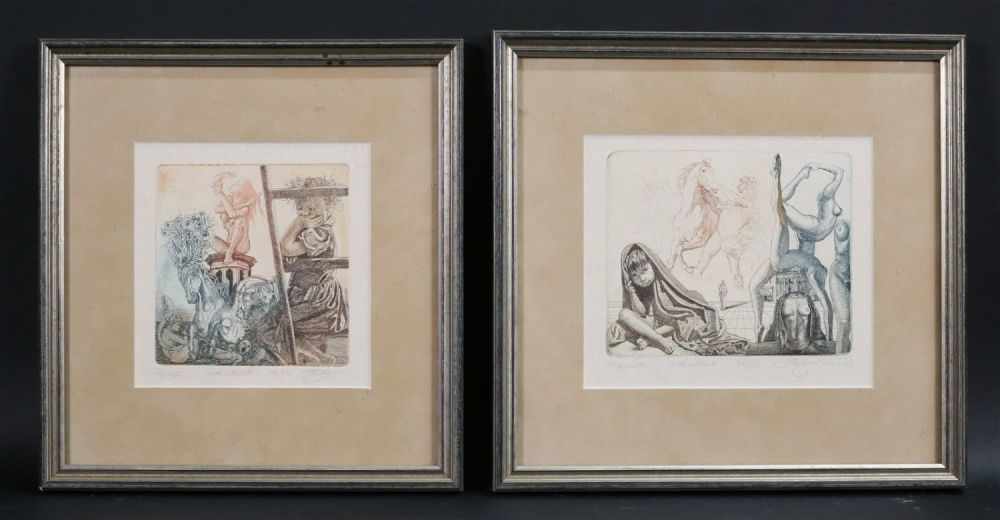 Lot 299: 2 Sandor Hartung Surrealist Etchings