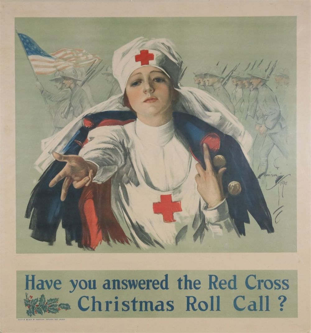 Lot 309: Harrison Fisher Red Cross Christmas 1918 Poster