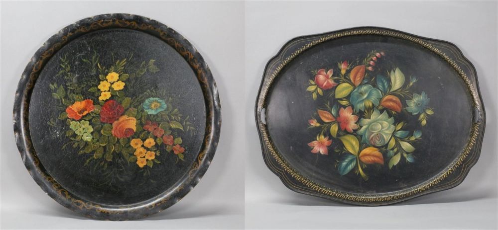Lot 325: 2 Hand Painted Tole Trays
