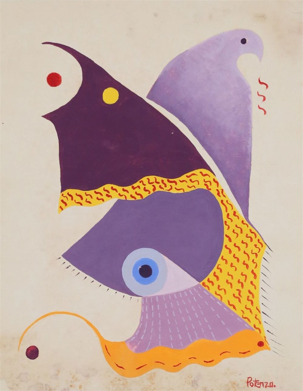 Lot 359: Winifred Potenza Oil on Paper Abstract