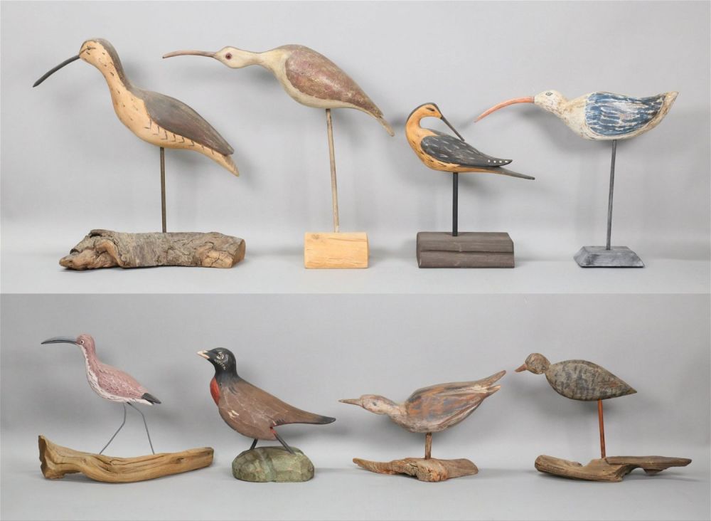 Lot 374: 8 Shore Bird Wood Carvings