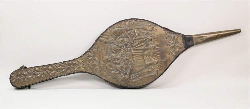 Lot 384: Continental Style Figural Brass Fire Bellows