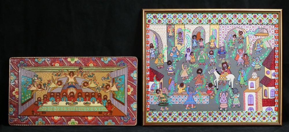 Lot 408: 2 Angelo Romano Folk Art Paintings