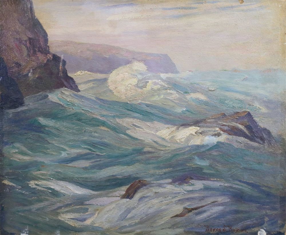 Lot 158: Parker S. Perkins Oil on Board Seascape