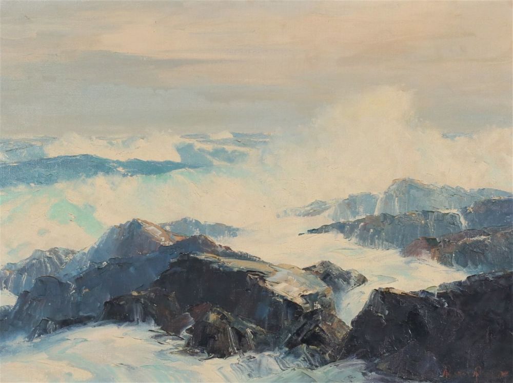Lot 159: Bennett Bradbury Oil on Canvas Seascape
