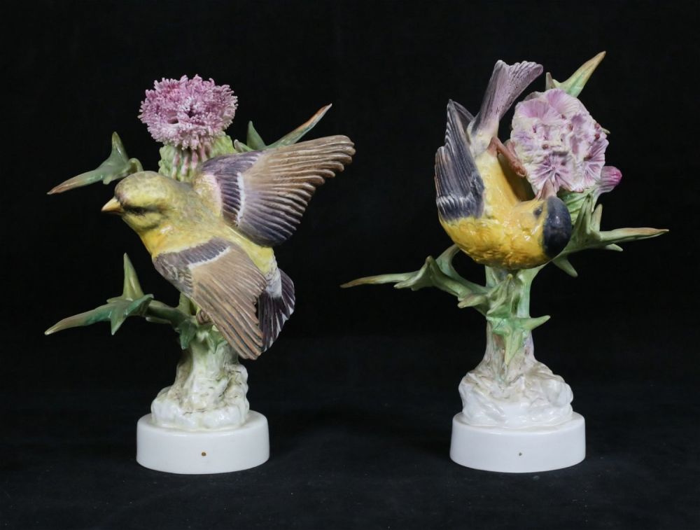 Lot 175: Royal Worcester Pair Goldfinch Figures