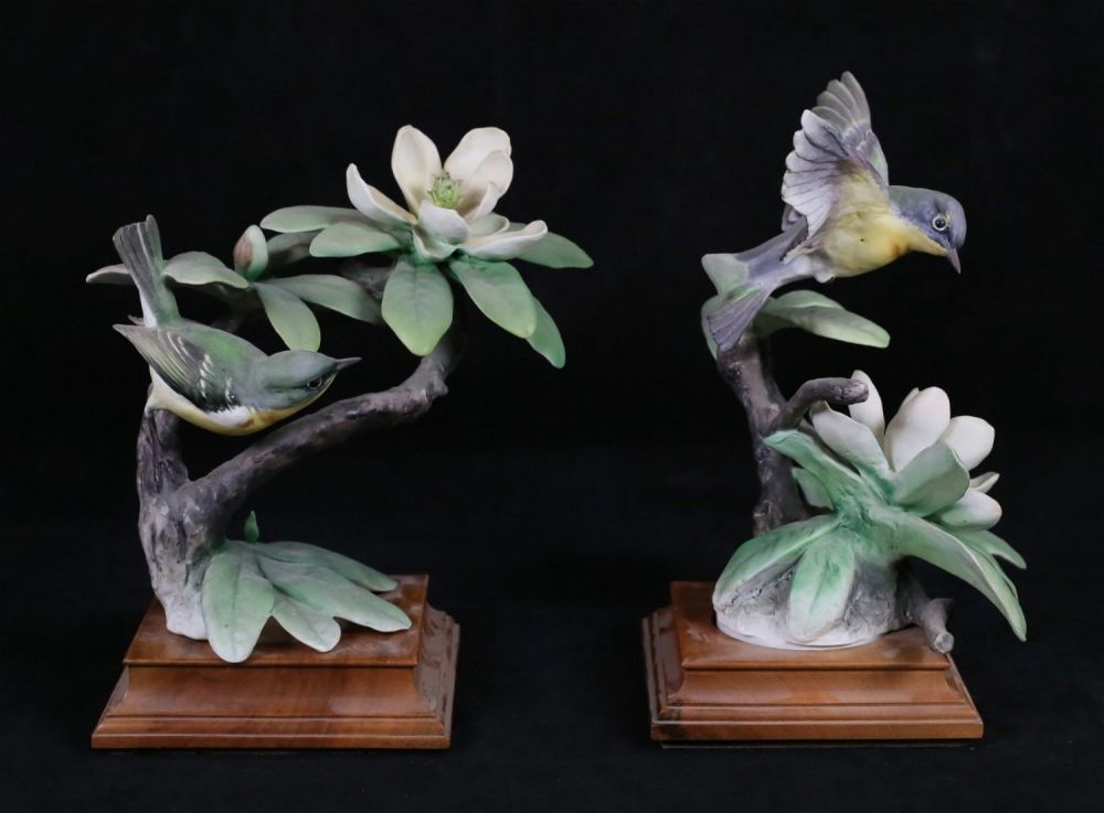 Lot 177: Royal Worcester Pair Parula Warbler