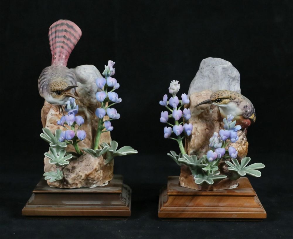 Lot 185: Royal Worcester Pair Canyon Wren Figures