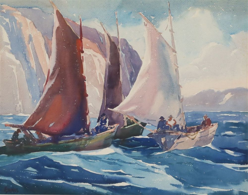 Lot 195: George Pearse Ennis Watercolor Sailboats