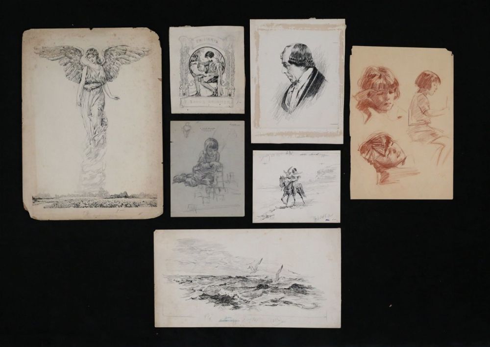 Lot 201: Frederick Sands Brunner 7 Drawings