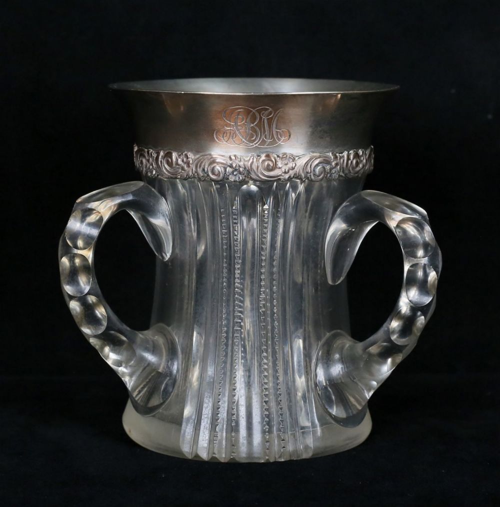 Lot 243: Tiffany Makers Sterling & Cut Glass Loving Cup