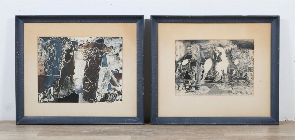 Lot 254: Eduard Buk Ulreich 2 Monotypes Horses