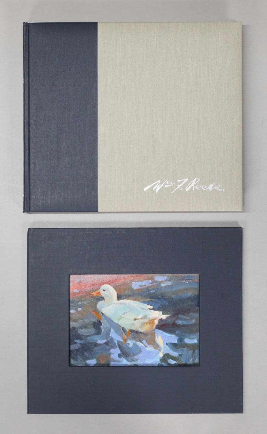 Lot 263: William F. Reese Oil on Wood Panel With Book