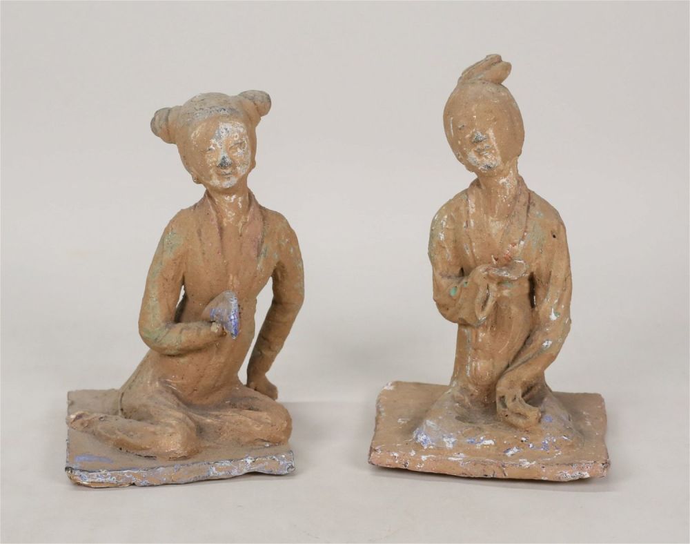 Lot 284: Pair of Chinese Terracotta Seated Figures