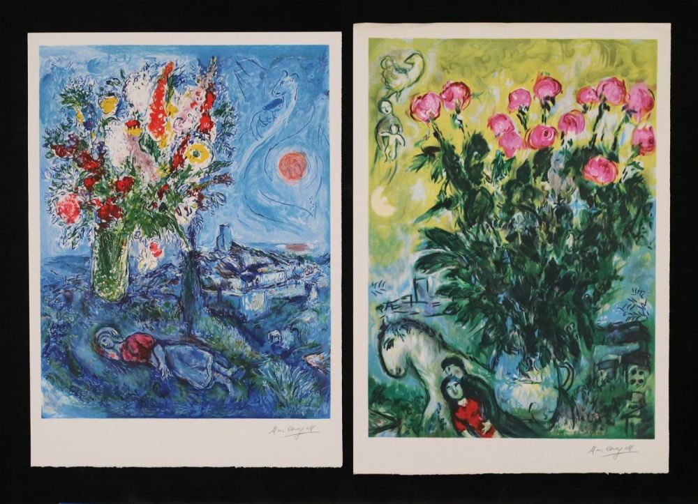 Lot 302: After Marc Chagall 2 Lithographs Fleurs & Roses