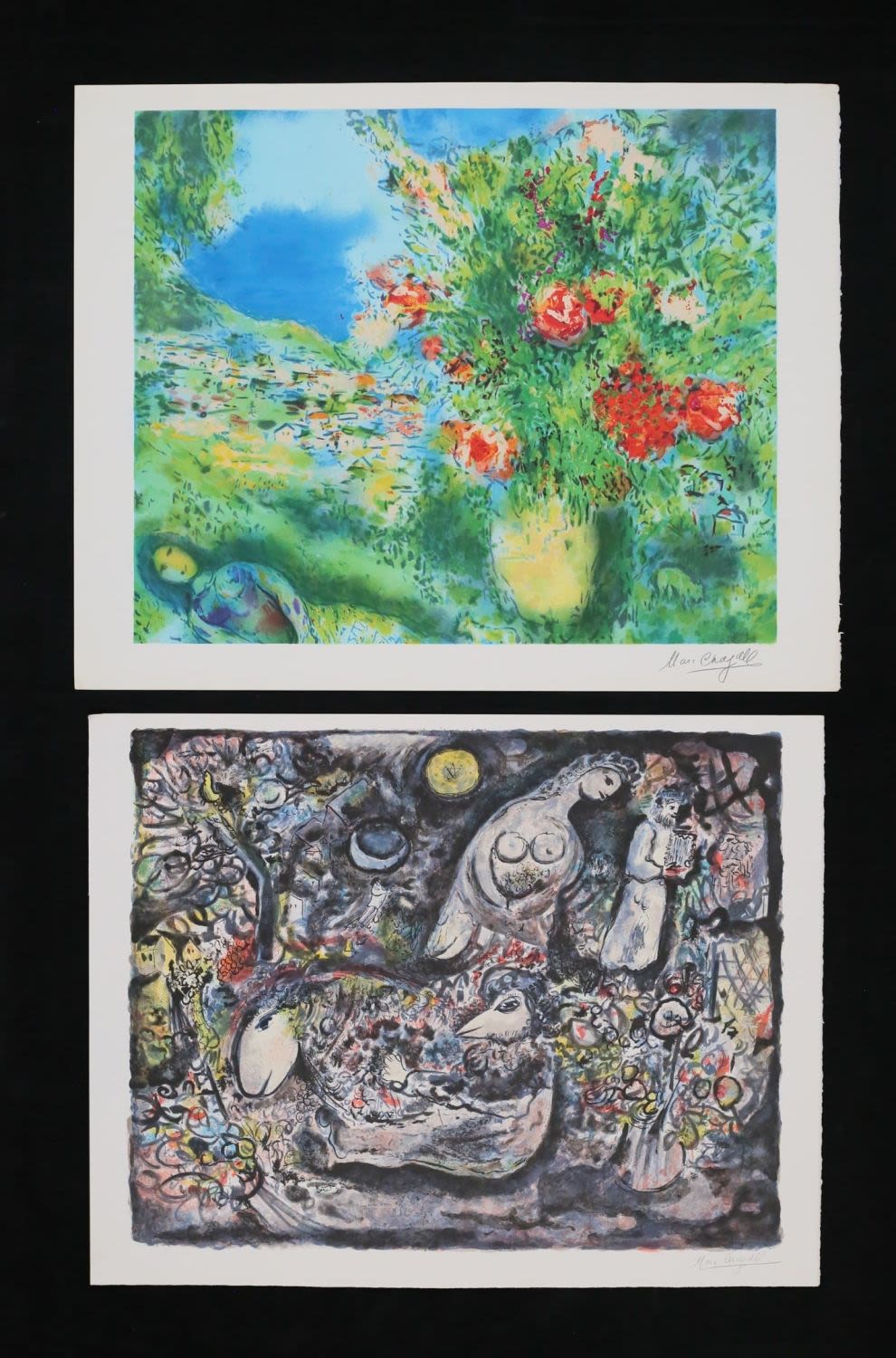Lot 303: After Marc Chagall 2 Lithographs Flowers & Moses