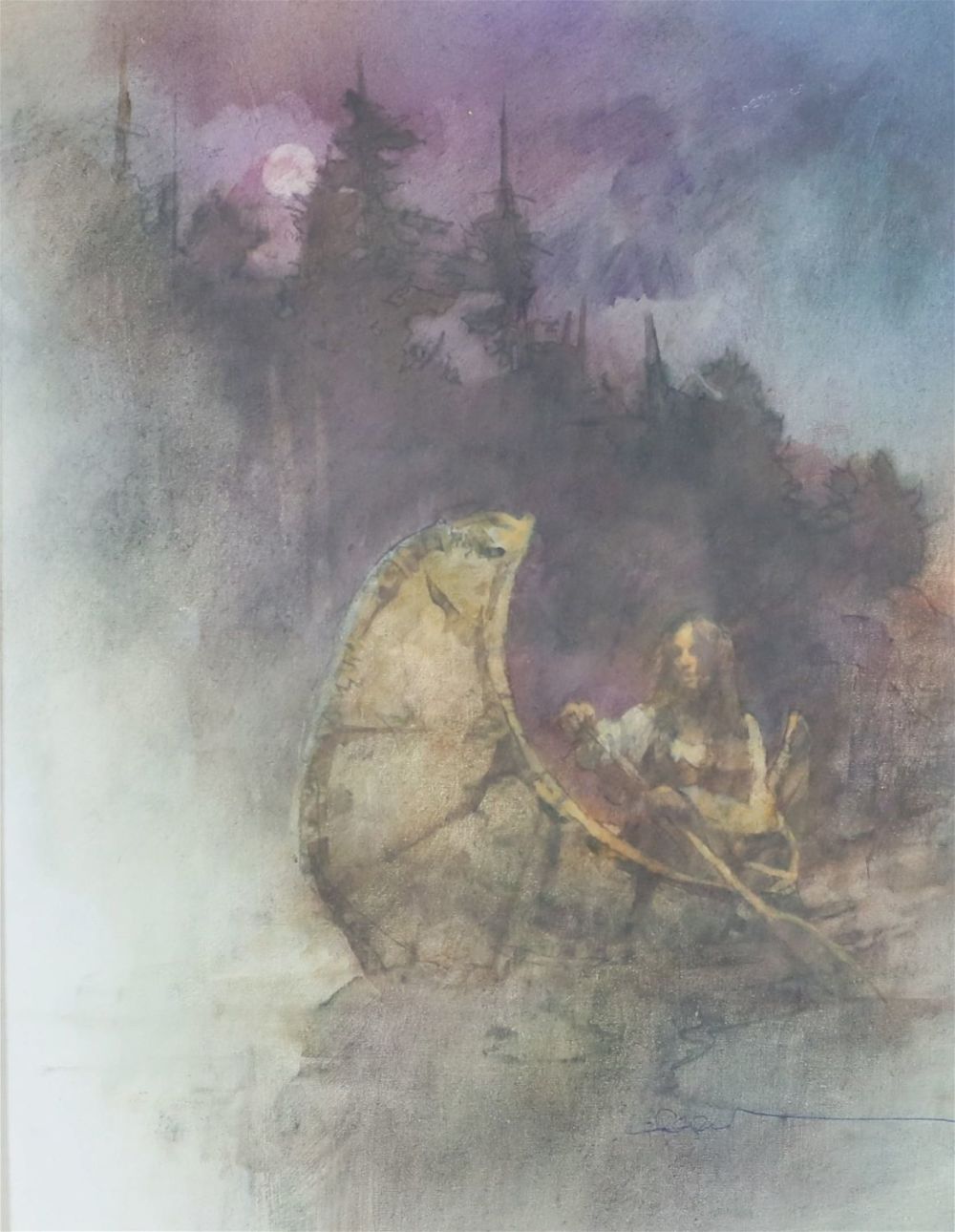 Lot 304: Bob Crofut Mixed Media Native American Woman