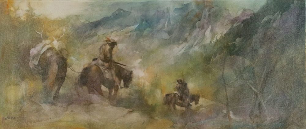 Lot 306: Bob Crofut Oil on Canvas Riders on Horseback