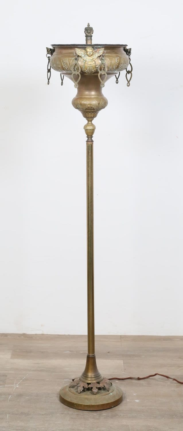 Lot 318: Brass Urn Form Floor Lamp